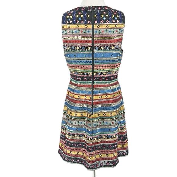Alice and Olivia Malin Embellished Beaded Embroidered Dress Multicolor Size 8 - Picture 7 of 11